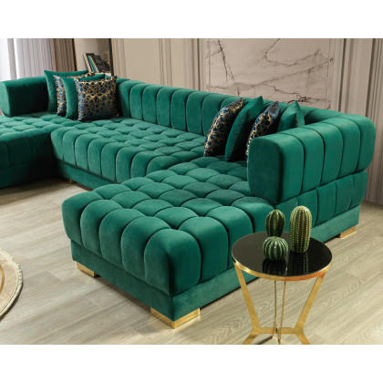 Nova - Ariana Green Velvet Double Chaise 138" Sectional