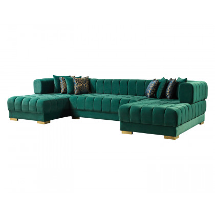 Nova - Ariana Green Velvet Double Chaise 138" Sectional