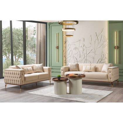 Nova - Belinda Ivory Velvet Sofa 89" & Loveseat 69"