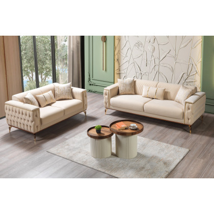 Nova - Belinda Ivory Velvet Sofa 89" & Loveseat 69"