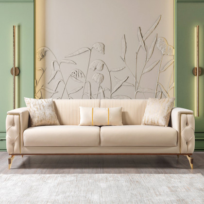 Nova - Belinda Ivory Velvet Sofa 89" & Loveseat 69"