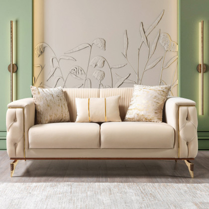 Nova - Belinda Ivory Velvet Sofa 89" & Loveseat 69"