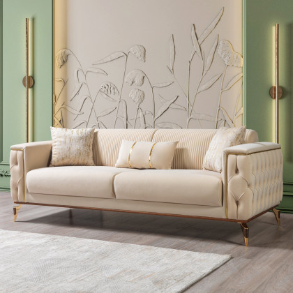 Nova - Belinda Ivory Velvet Sofa 89" & Loveseat 69"