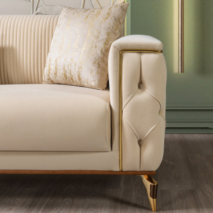 Nova - Belinda Ivory Velvet Sofa 89" & Loveseat 69"