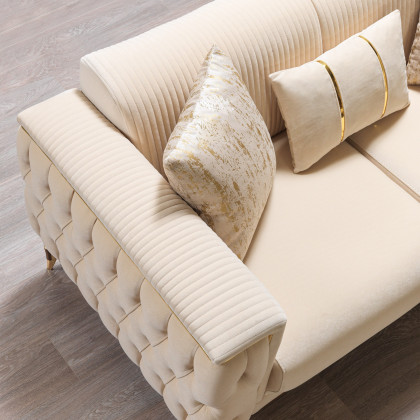Nova - Belinda Ivory Velvet Sofa 89" & Loveseat 69"