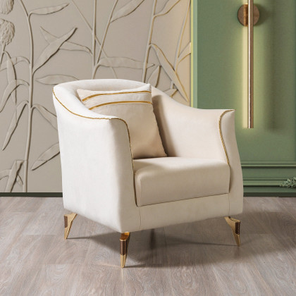 Nova - Belinda Ivory Velvet Sofa 89" & Loveseat 69"