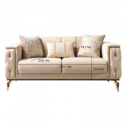 Nova - Belinda Ivory Velvet Sofa 89" & Loveseat 69"
