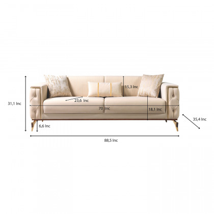 Nova - Belinda Ivory Velvet Sofa 89" & Loveseat 69"