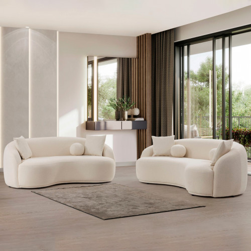 Nova - Bonita Ivory Boucle Sofa & Loveseat Set