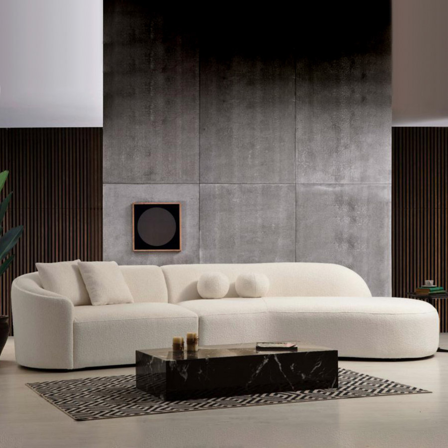 Nova - Cloe Ivory Boucle Curved Sectional