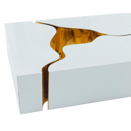 Nova Dream Glass 3-Piece Coffee Table - White/Gold