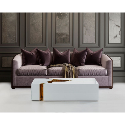 Nova Dream Glass 3-Piece Coffee Table - White/Gold