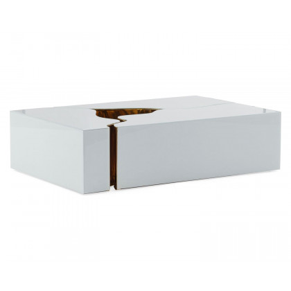 Nova Dream Glass 3-Piece Coffee Table - White/Gold