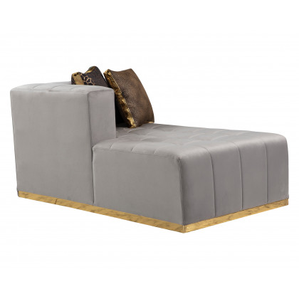 Nova Elisha Velvet Double Chaise Sectional - Gray