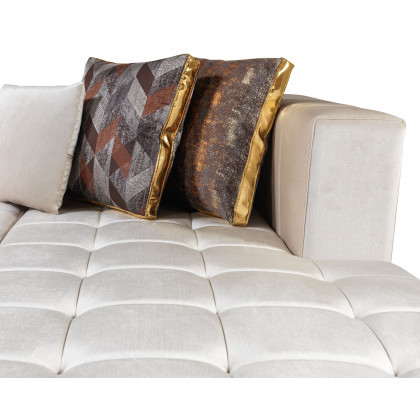 Nova Elisha Velvet Double Chaise Sectional - Ivory