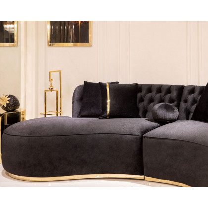 Nova Ella Velvet Curved Sectional - Black