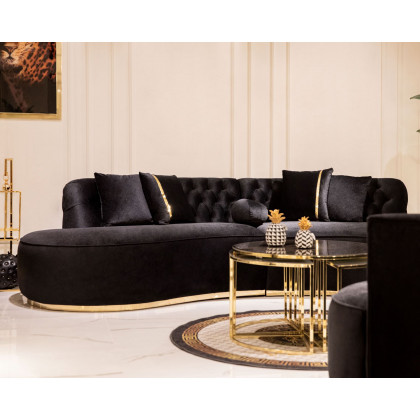 Nova Ella Velvet Curved Sectional - Black