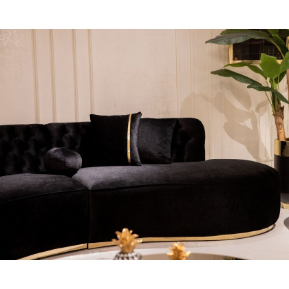 Nova Ella Velvet Curved Sectional - Black