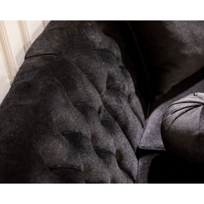 Nova Ella Velvet Curved Sectional - Black