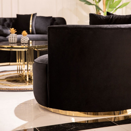 Nova Ella Velvet Curved Sectional - Black