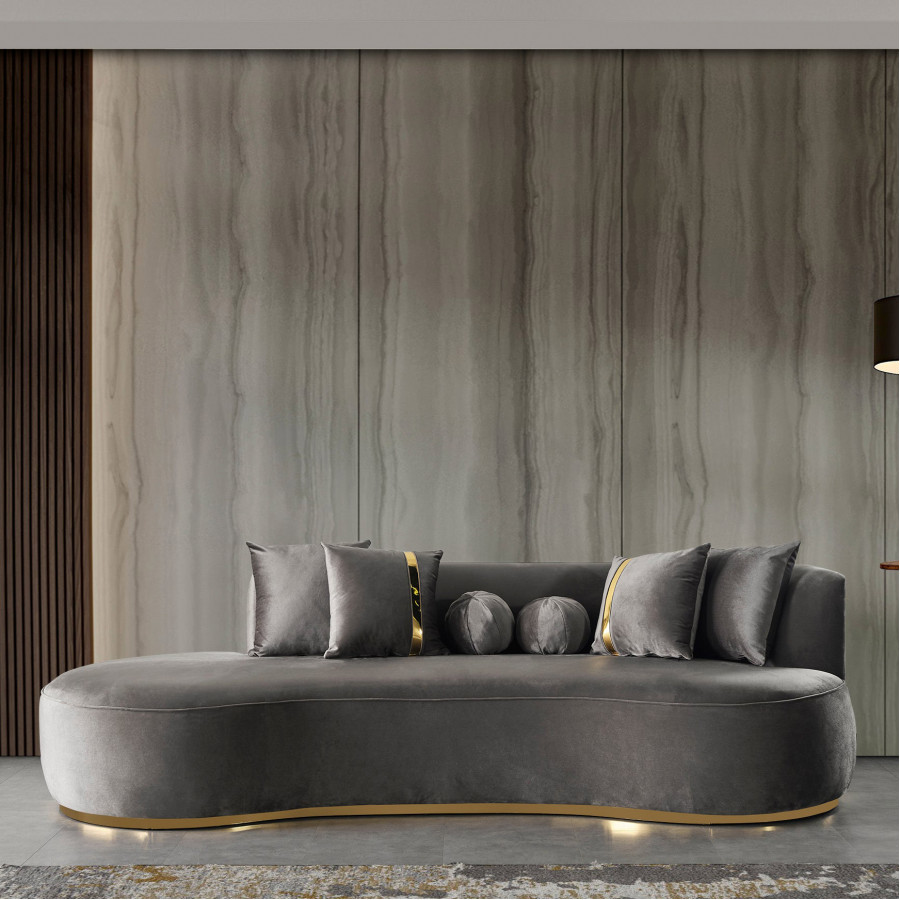 Nova Ella Velvet Chaise Lounge - Gray