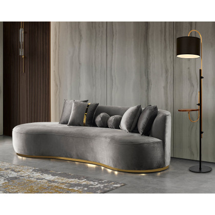 Nova Ella Velvet Chaise Lounge - Gray