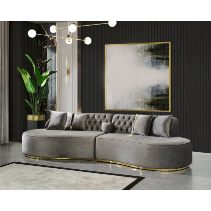 Nova Ella Velvet Curved Sectional - Gray