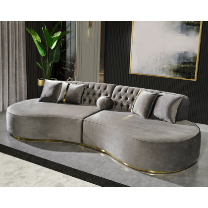 Nova Ella Velvet Curved Sectional - Gray