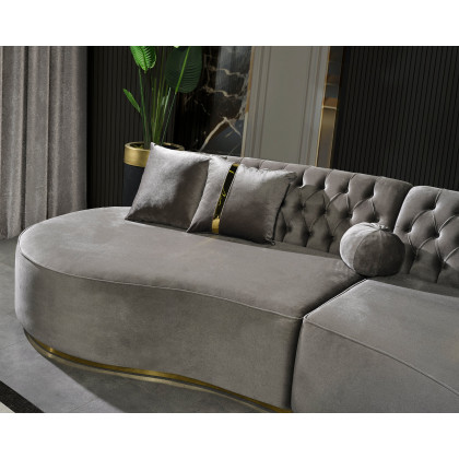 Nova Ella Velvet Curved Sectional - Gray