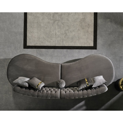 Nova Ella Velvet Curved Sectional - Gray