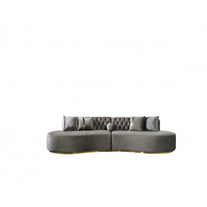 Nova Ella Velvet Curved Sectional - Gray
