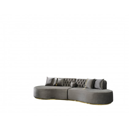 Nova Ella Velvet Curved Sectional - Gray