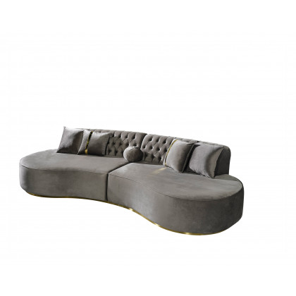 Nova Ella Velvet Curved Sectional - Gray