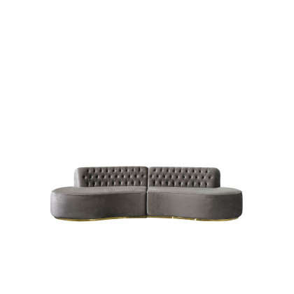 Nova Ella Velvet Curved Sectional - Gray