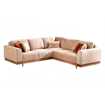 Nova - Emily Velvet Sectional in Beige