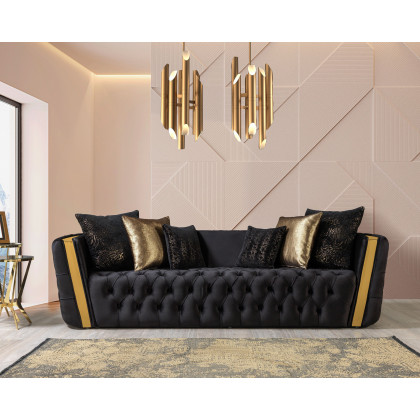 Nova Fanci Velvet Sofa & Loveseat - Black