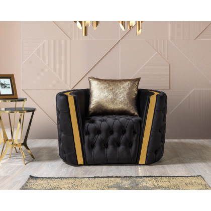 Nova Fanci Velvet Sofa & Loveseat - Black
