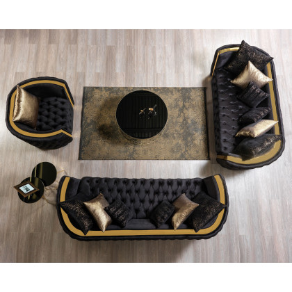 Nova Fanci Velvet Sofa & Loveseat - Black