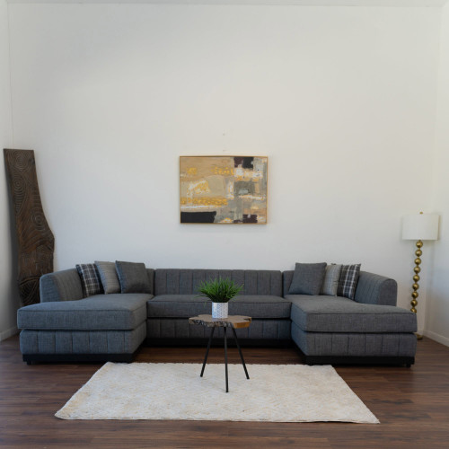 Nova - Grayson Gray Linen Double Chaise Sectional