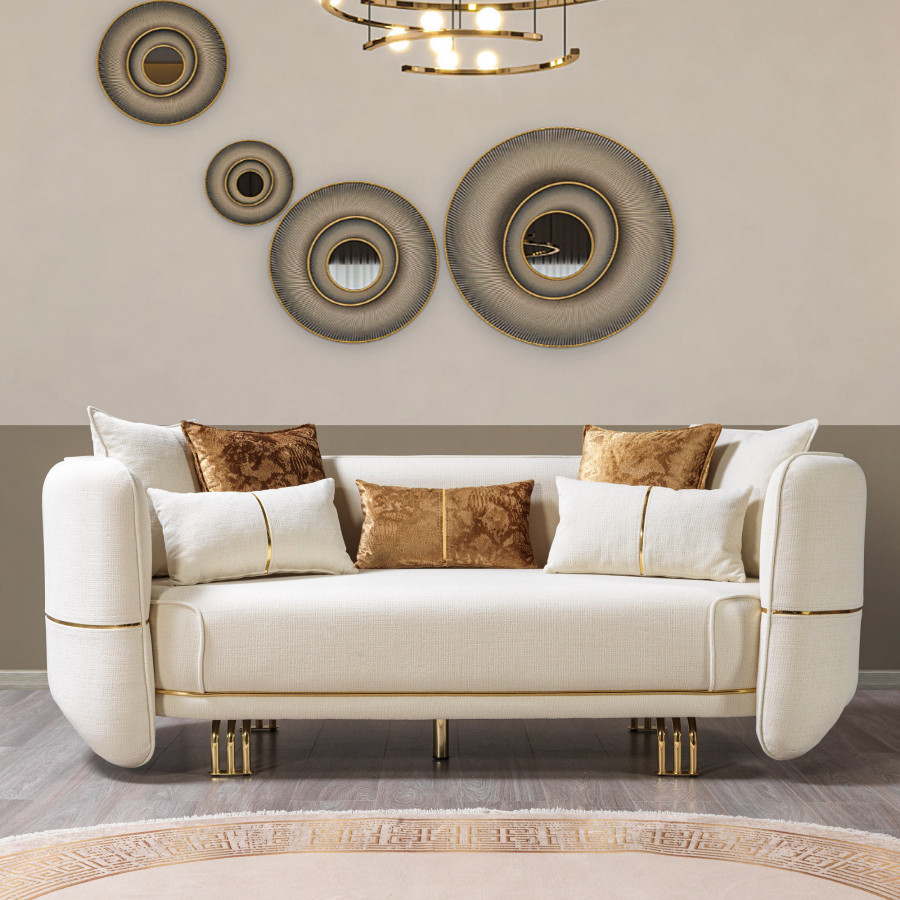 Nova - Helena Ivory Velvet Loveseat 82"