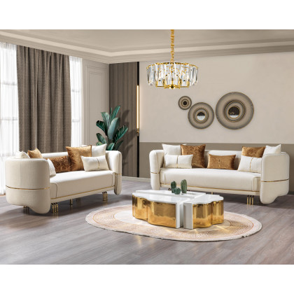 Nova - Helena Ivory Velvet Sofa & Loveseat