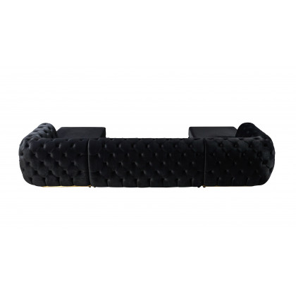 Nova Jessie Black Velvet Double Chaise 138" Sectional