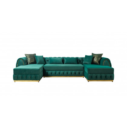 Nova Jessie Green Velvet Double Chaise 138" Sectional
