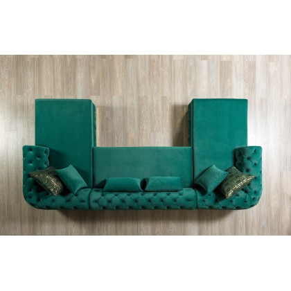 Nova Jessie Green Velvet Double Chaise 138" Sectional