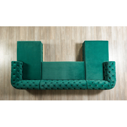 Nova Jessie Green Velvet Double Chaise 138" Sectional
