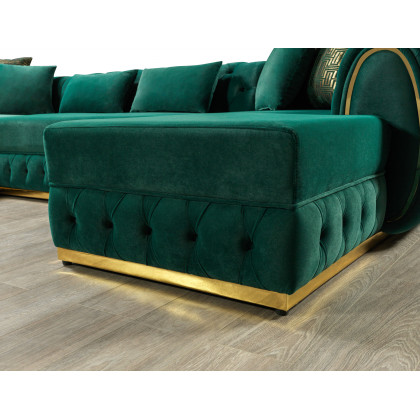 Nova Jessie Green Velvet Double Chaise 138" Sectional