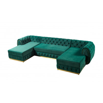 Nova Jessie Green Velvet Double Chaise 138" Sectional