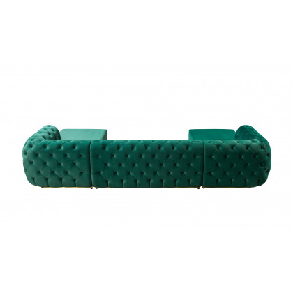 Nova Jessie Green Velvet Double Chaise 138" Sectional