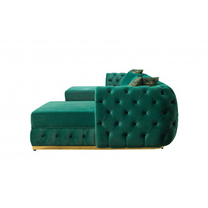 Nova Jessie Green Velvet Double Chaise 138" Sectional