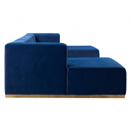 Nova Juliana Velvet 4-Piece Sectional - Blue
